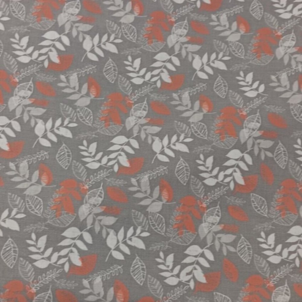 5 Yards Precut Piece of Gray Peach Fall Autumn Leaves Cotton Quilt Fabric
